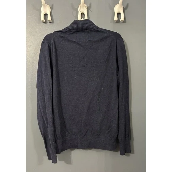 Eddie Bauer Sweater Blue Pullover Cashmere Blend Ribbed‎ Button Size Medium - Picture 3 of 6